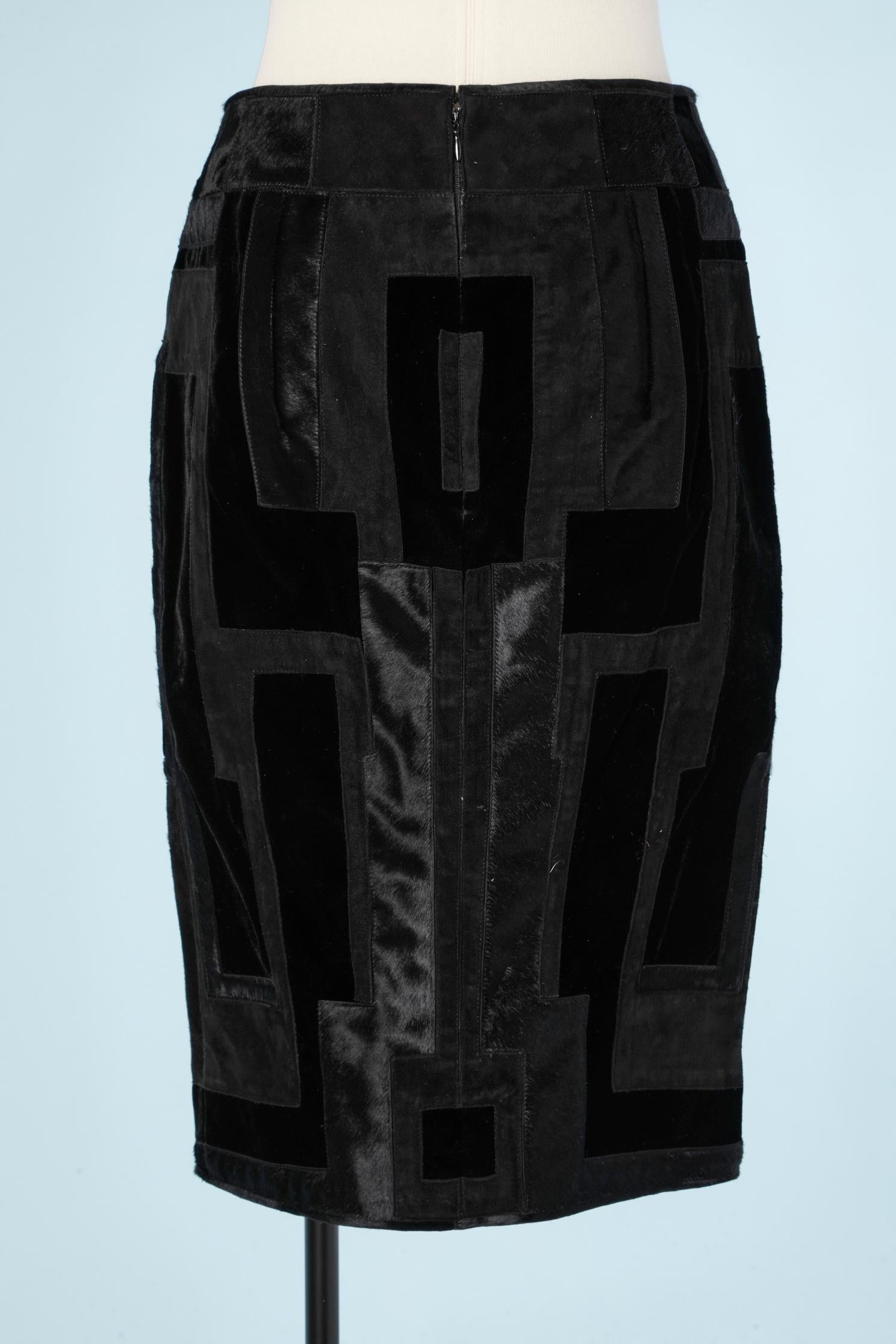 Black patchwork skirt made of suede, leather and velvet TOM FORD For Sale 1