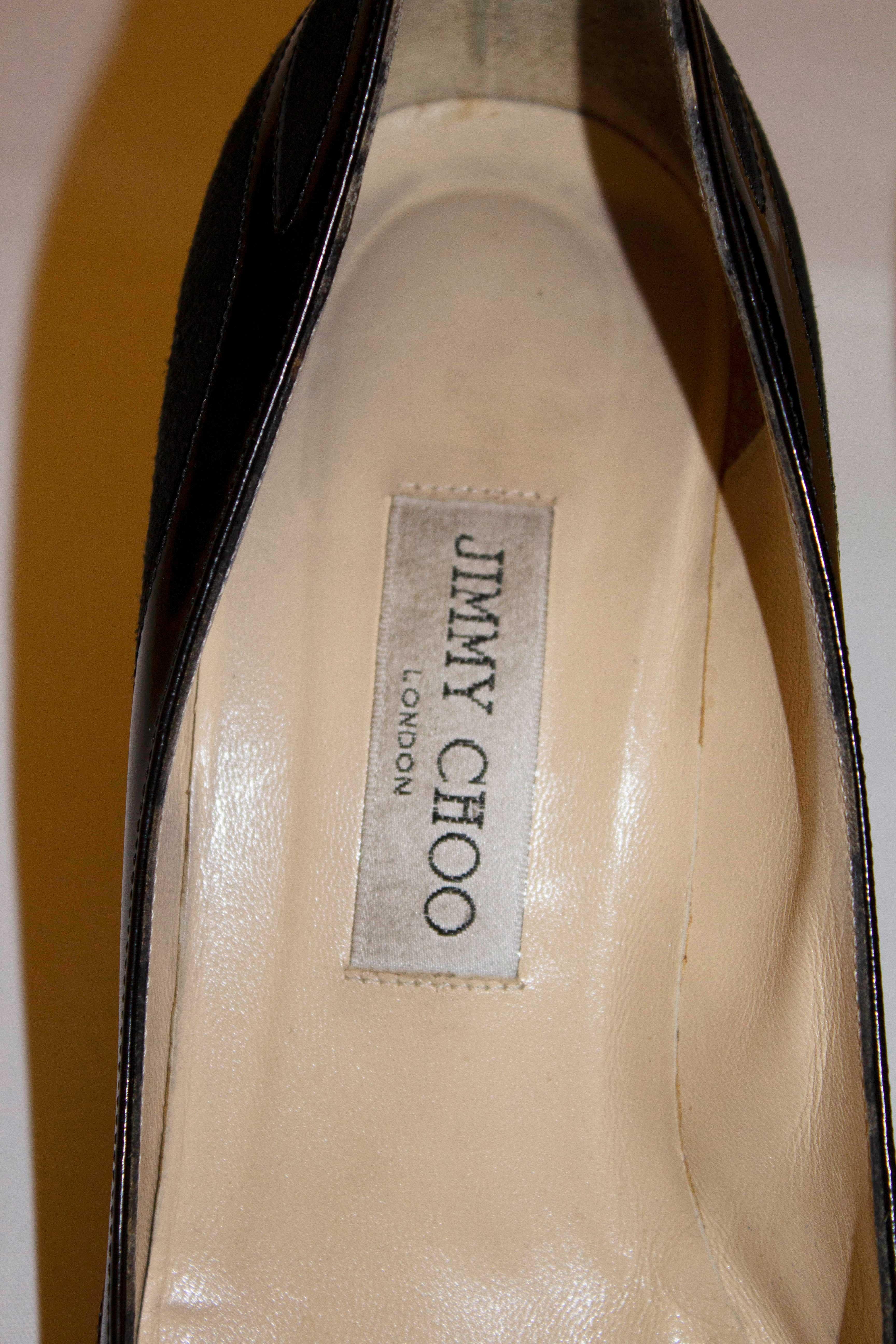 Brown Black Patent and Suede  Jimmy Choo Heels Size 39 1/2 For Sale