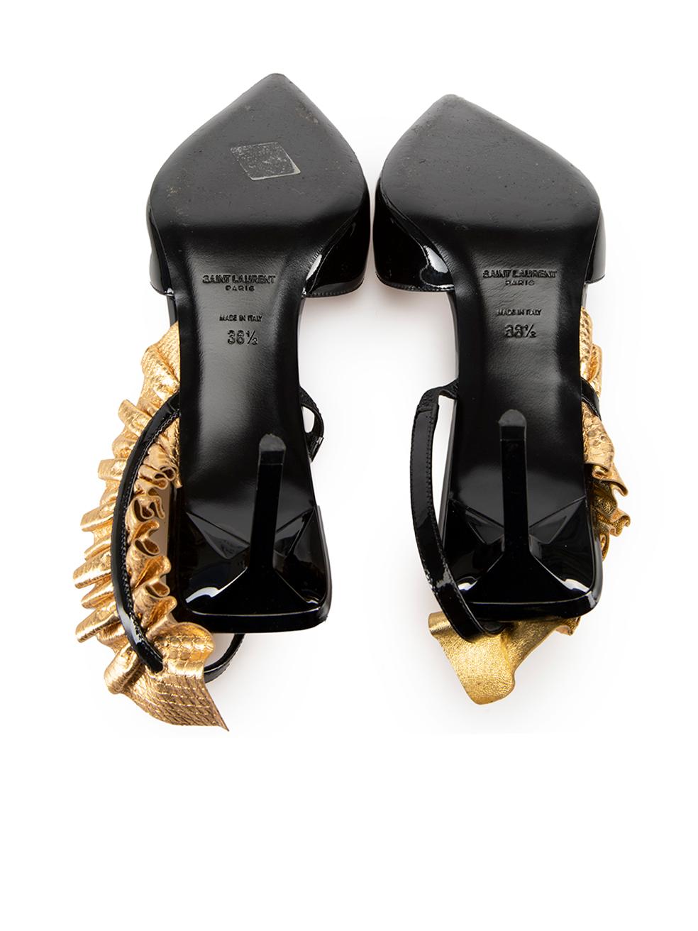 Women's Black Patent Edie Slingback Heels Size IT 38.5