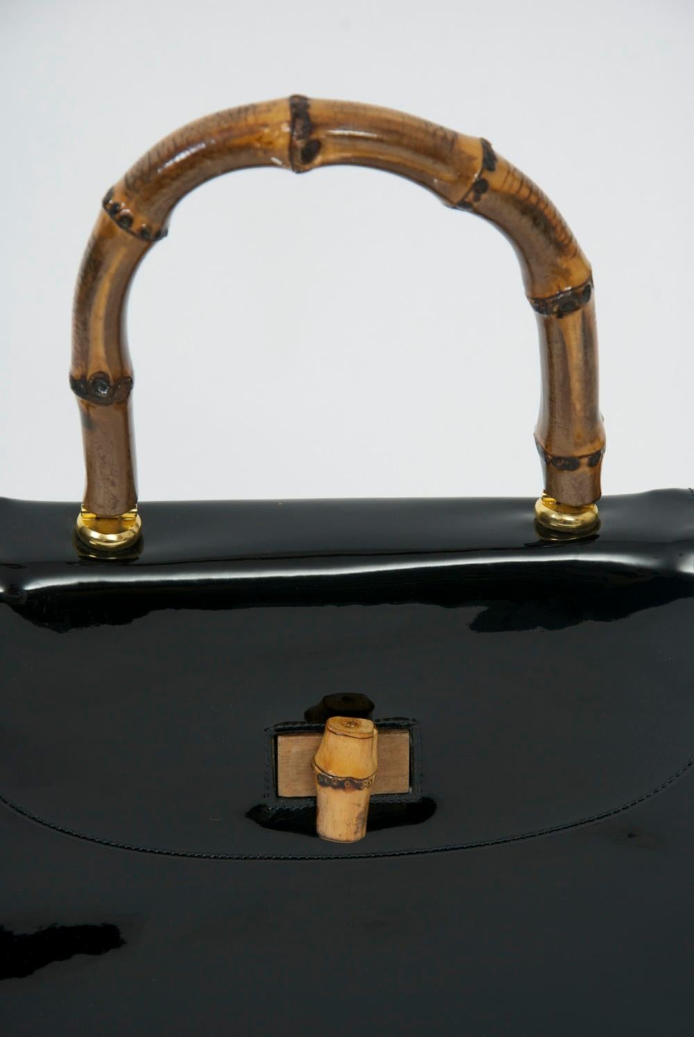 Women's Black Patent Gucciesque Handbag