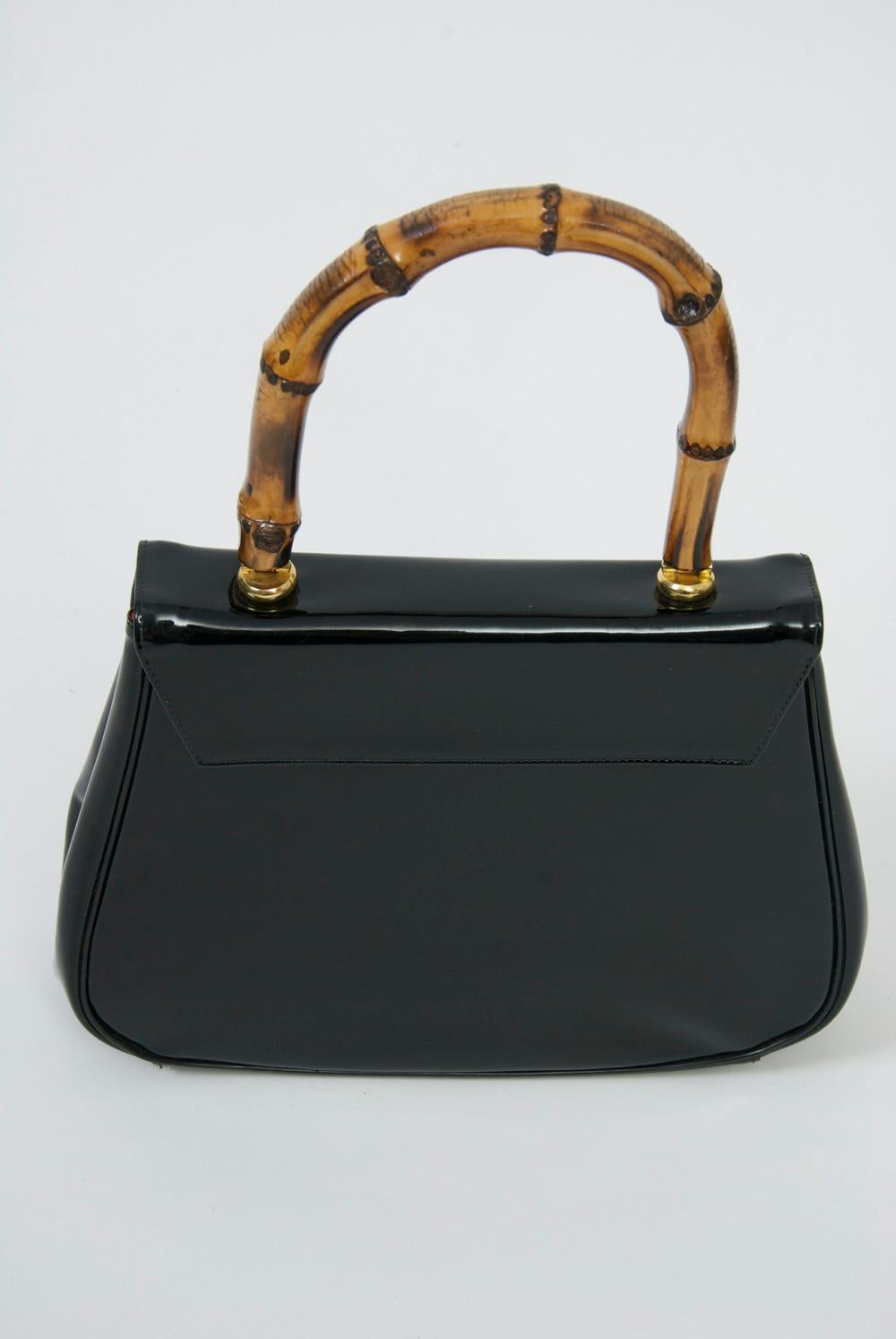 Black Patent Gucciesque Handbag 1