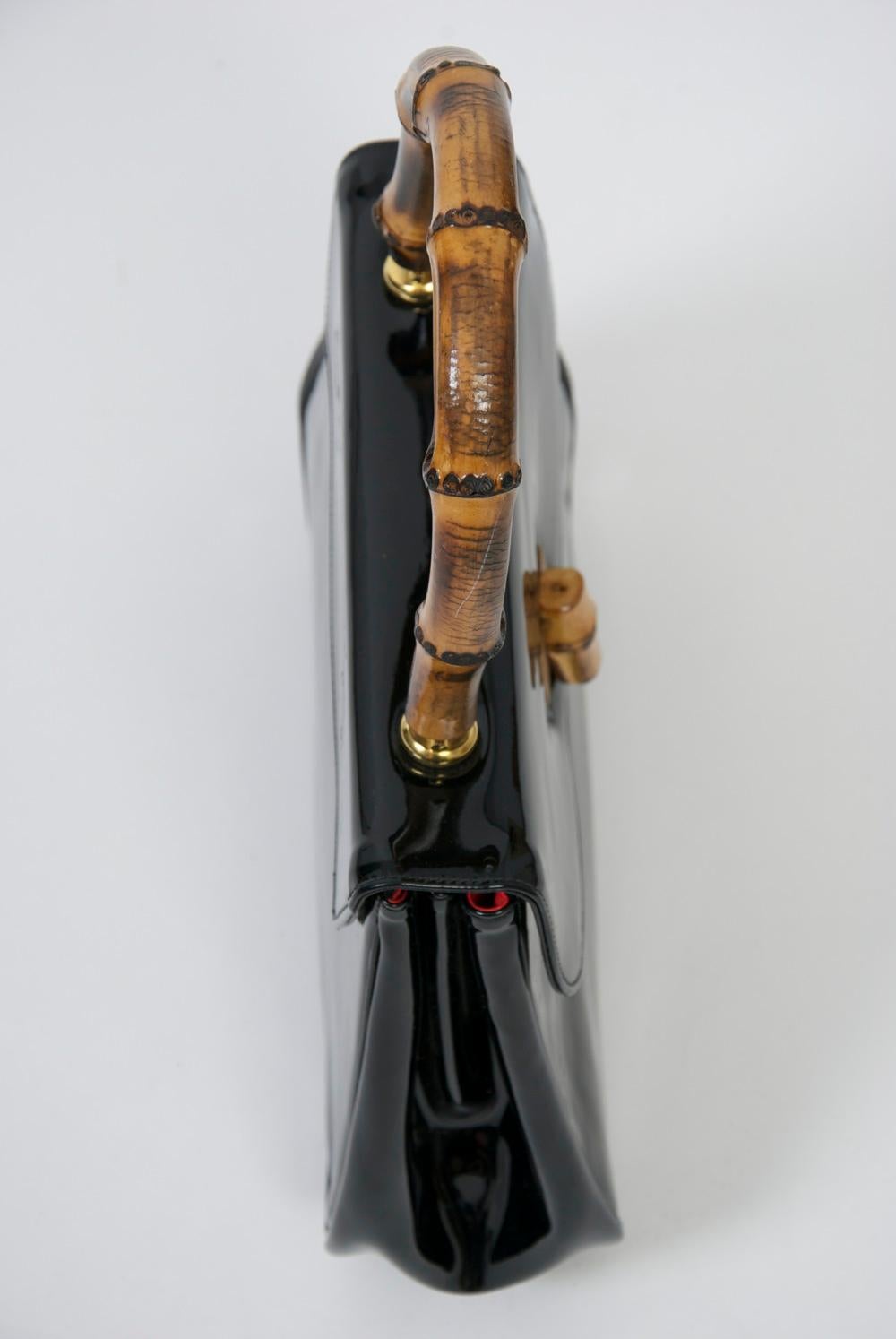 Black Patent Gucciesque Handbag 4