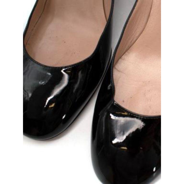 Black Patent Leather Ankle Strap Heeled Pumps For Sale at 1stDibs