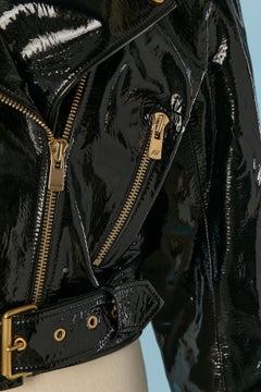Black patent leather biker jacket ALEXANDRE VAUTHIER