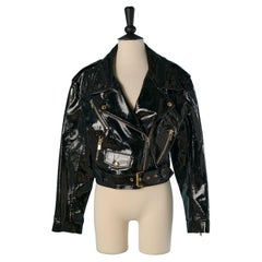 Black patent leather biker jacket ALEXANDRE VAUTHIER
