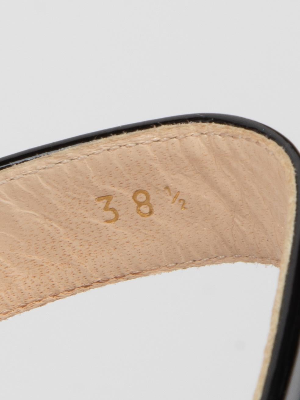 Prada Black Patent Leather Cross Strap Platform Sandals Size IT 38.5 1