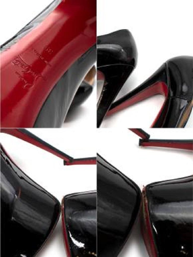 Christian Louboutin Black Patent Leather Daffodil Platform Heeled Pumps 6