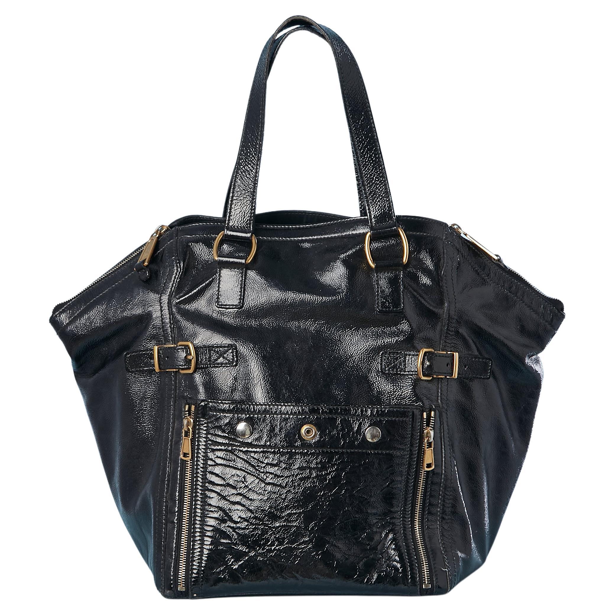Black patent leather Downtown Bag Yves Saint Laurent Rive Gauche Circa 2007