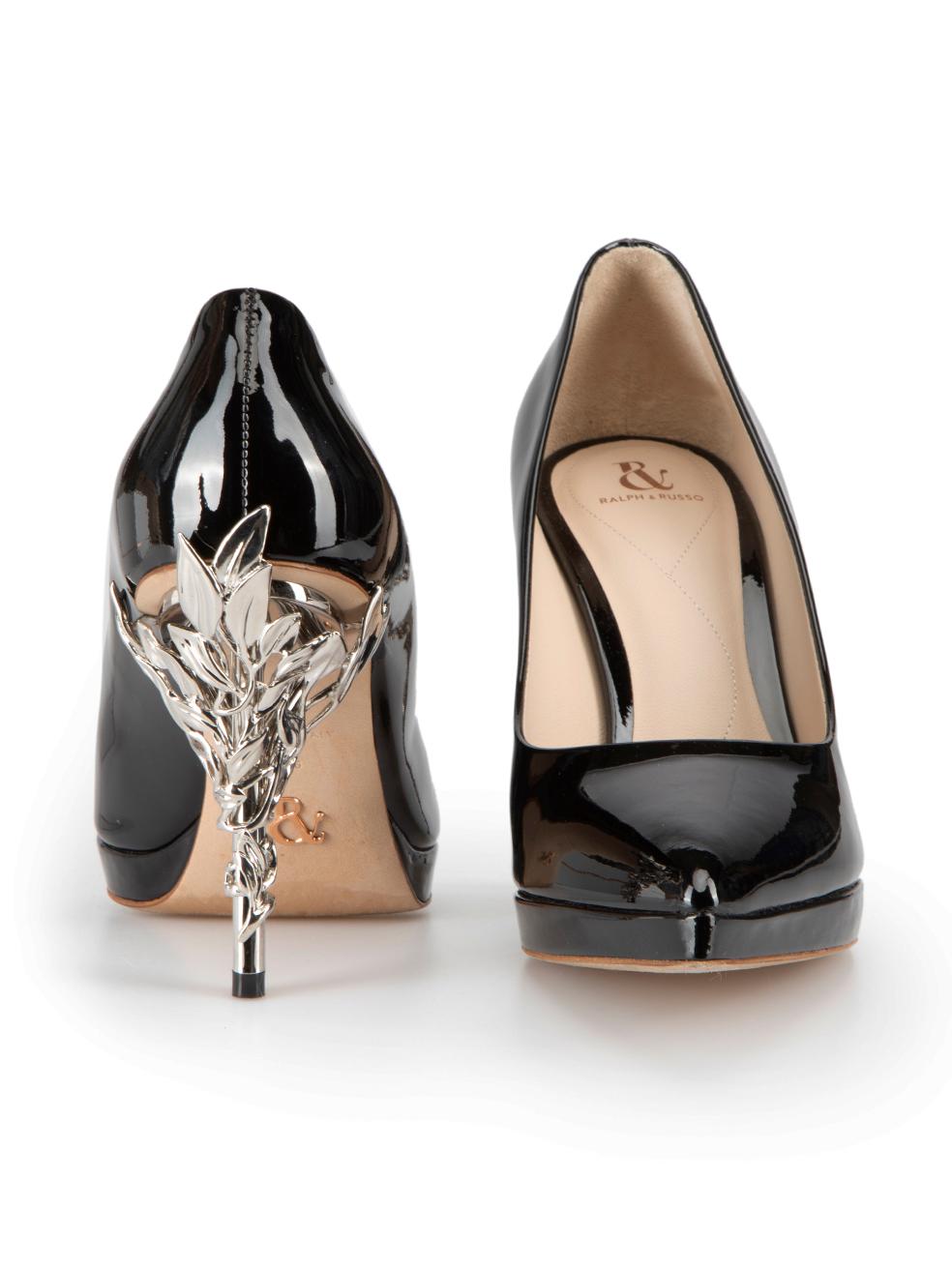 Ralph & Russo Black Patent Leather Eden Platform Pumps Size IT 36 In Good Condition In London, GB