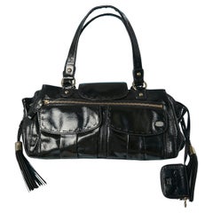 Black patent leather hand-bag Lancel 