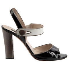Black Patent Leather Heeled Sandals Size IT 39.5