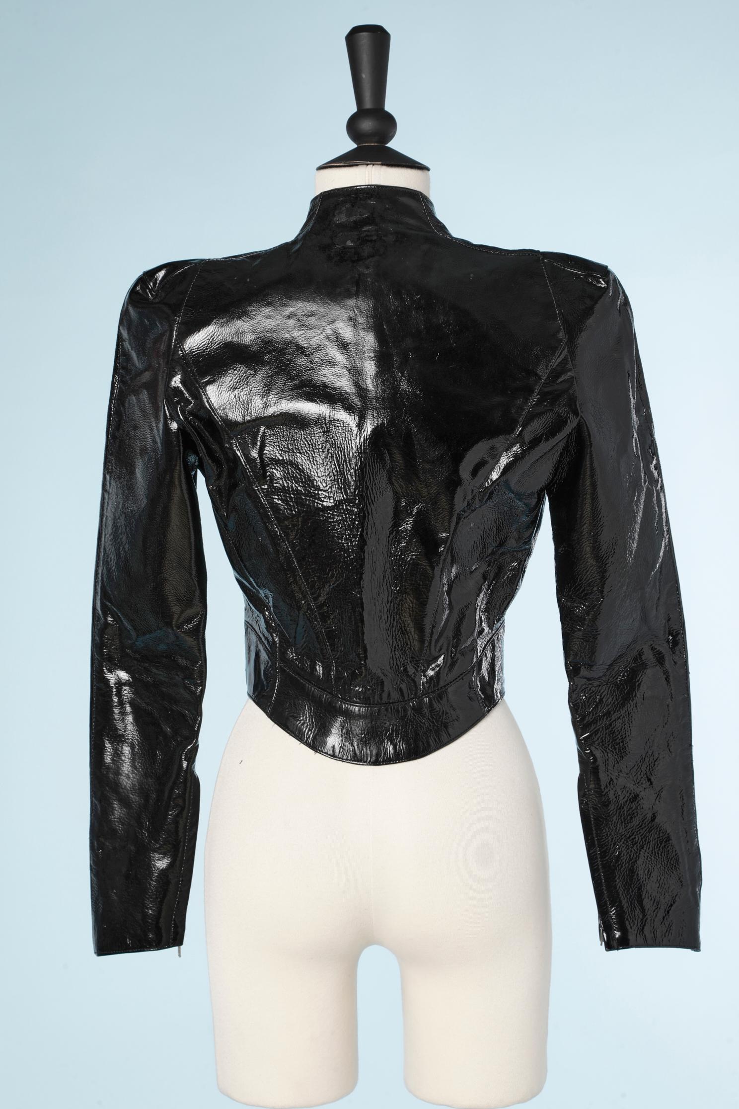 Black patent leather jacket  with breast cut shape Thierry Mugler  1