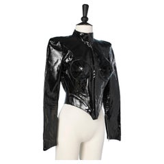 Black patent leather jacket  with breast cut shape Thierry Mugler 