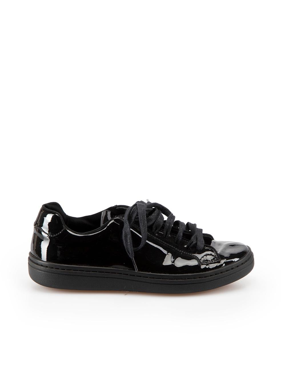 Black Patent Leather Lace-Up Trainers Size IT 36.5 For Sale