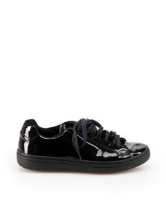 Black Patent Leather Lace-Up Trainers Size IT 36.5