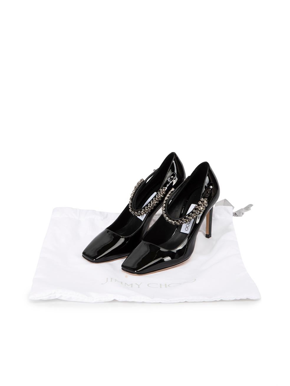 Black Patent Leather Malva 85 Crystal Detail Heels Size IT 36 For Sale 1