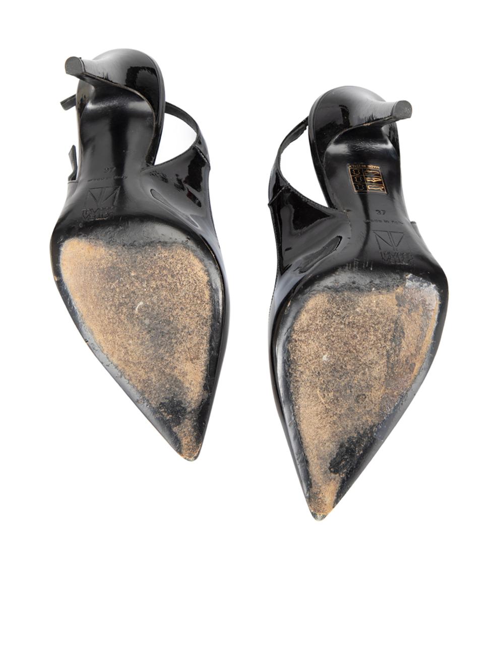 Women's Tamara Mellon Black Patent Leather Pointed Toe Slingback Heels Size IT 37