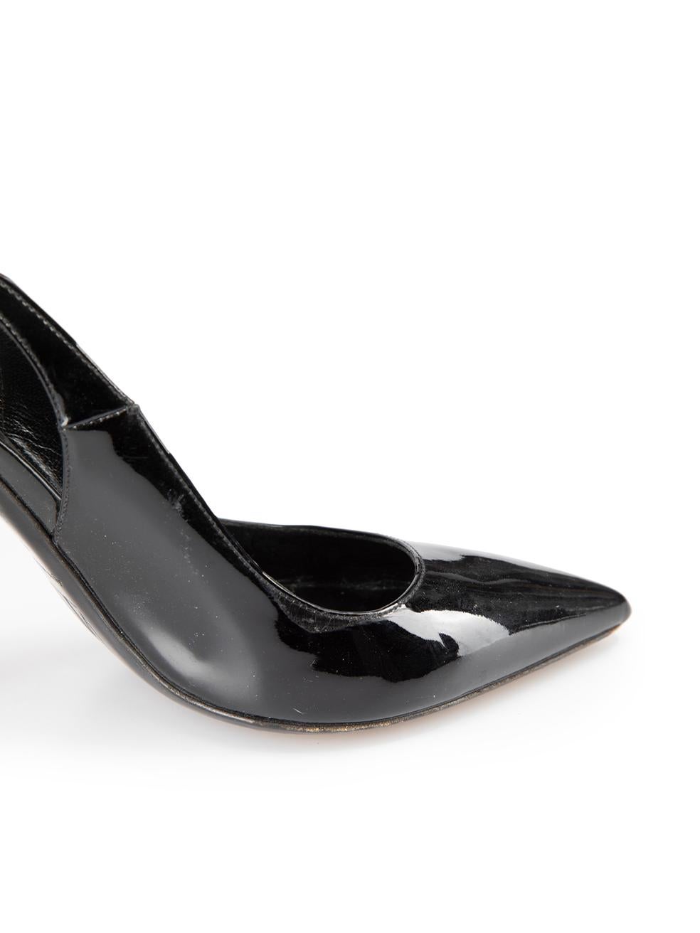 Tamara Mellon Black Patent Leather Pointed Toe Slingback Heels Size IT 37 2