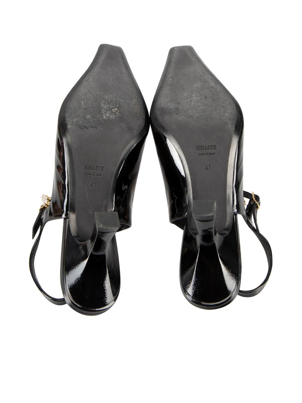 Women's Khaite Black Patent Leather Sidney Jewel Heels Size IT 41