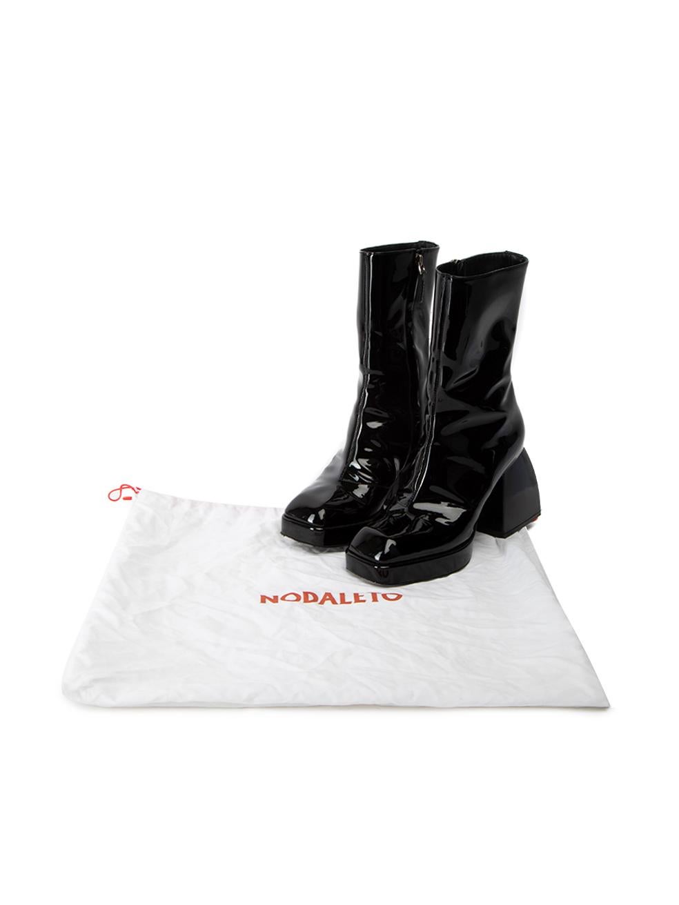 Nodaleto Black Patent Leather Square Toe Boots Size IT 36 2