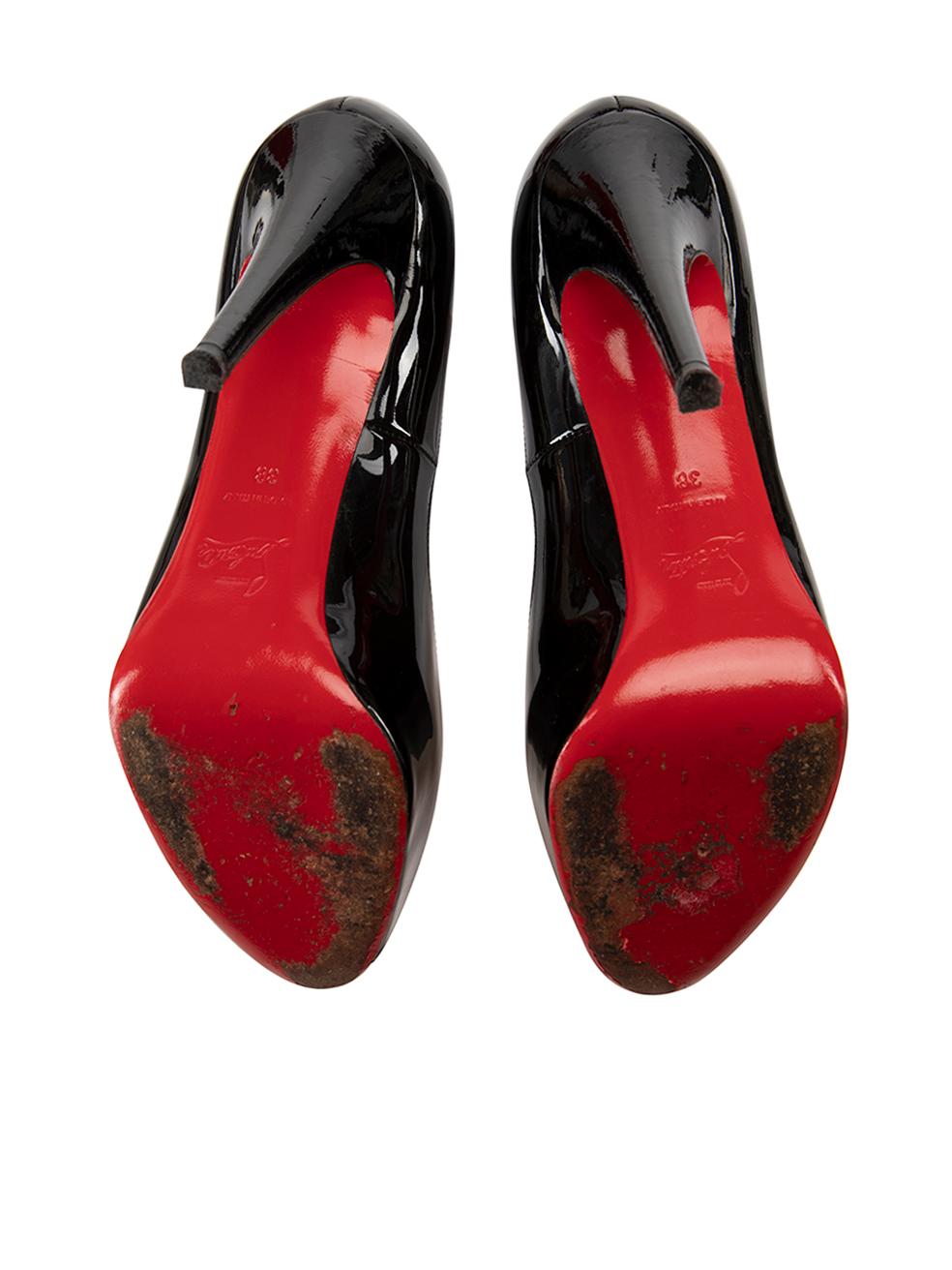 Women's Black Patent Leather Very Prive 120 Platform Peep Toe Heels Size IT 38