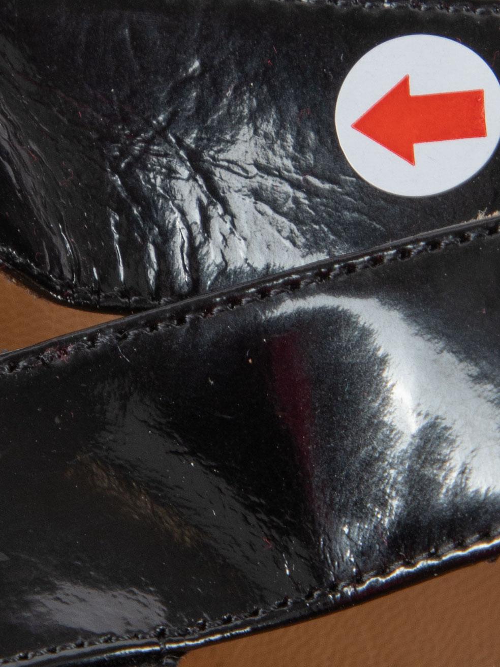 Black Patent Strap Detail Peep Toe Heels Size IT 39 For Sale 1