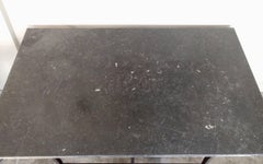 Black Patina Iron Table with Golden Hooves, circa 1900 & Dark Gray Marble Top
