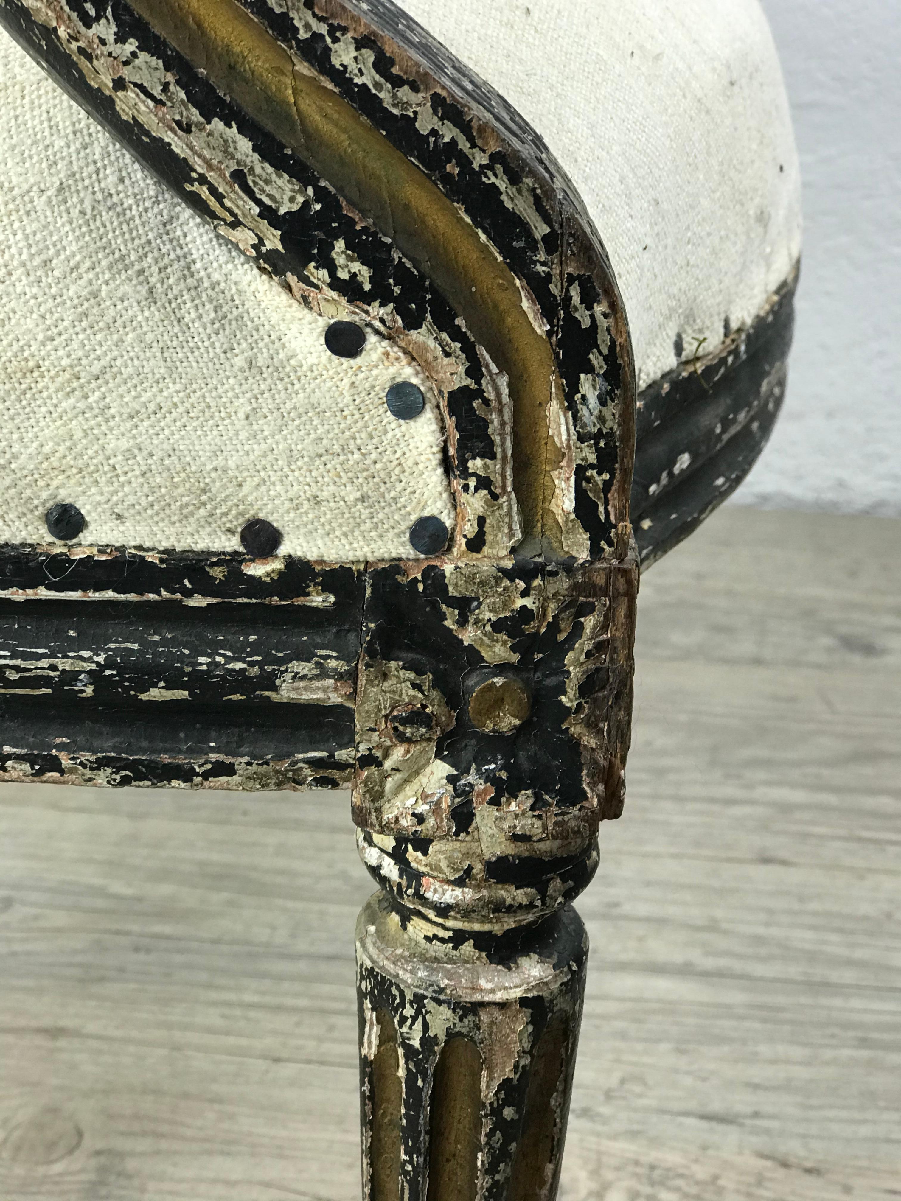 French Black Patina Medaillon Armchair XVIII th century For Sale