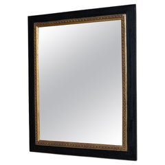 Black Patinated Mirror With Gilded Details, France, Early 20th Century