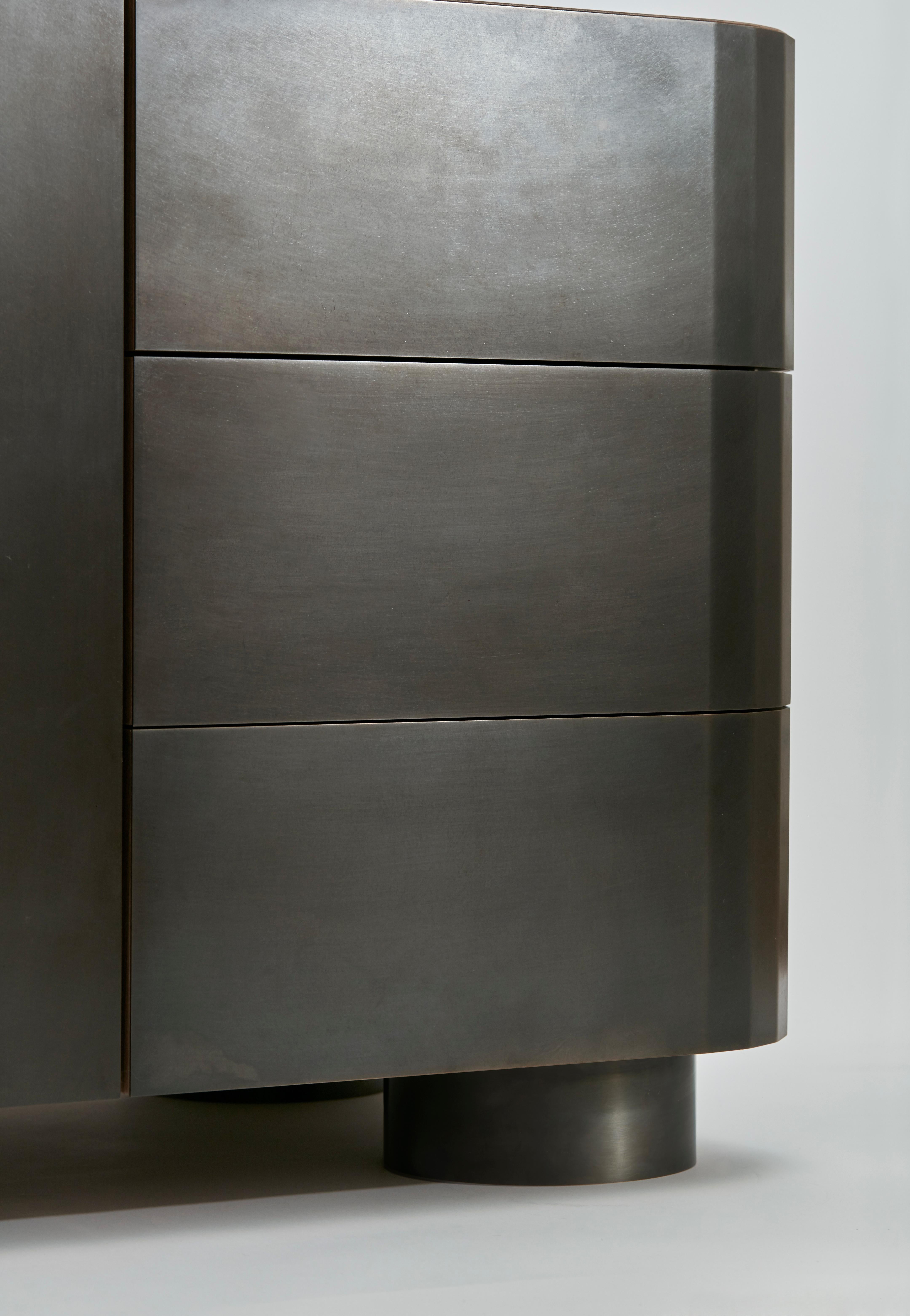 British Black Patinated Monolithic Sideboard by Tino Seubert For Sale