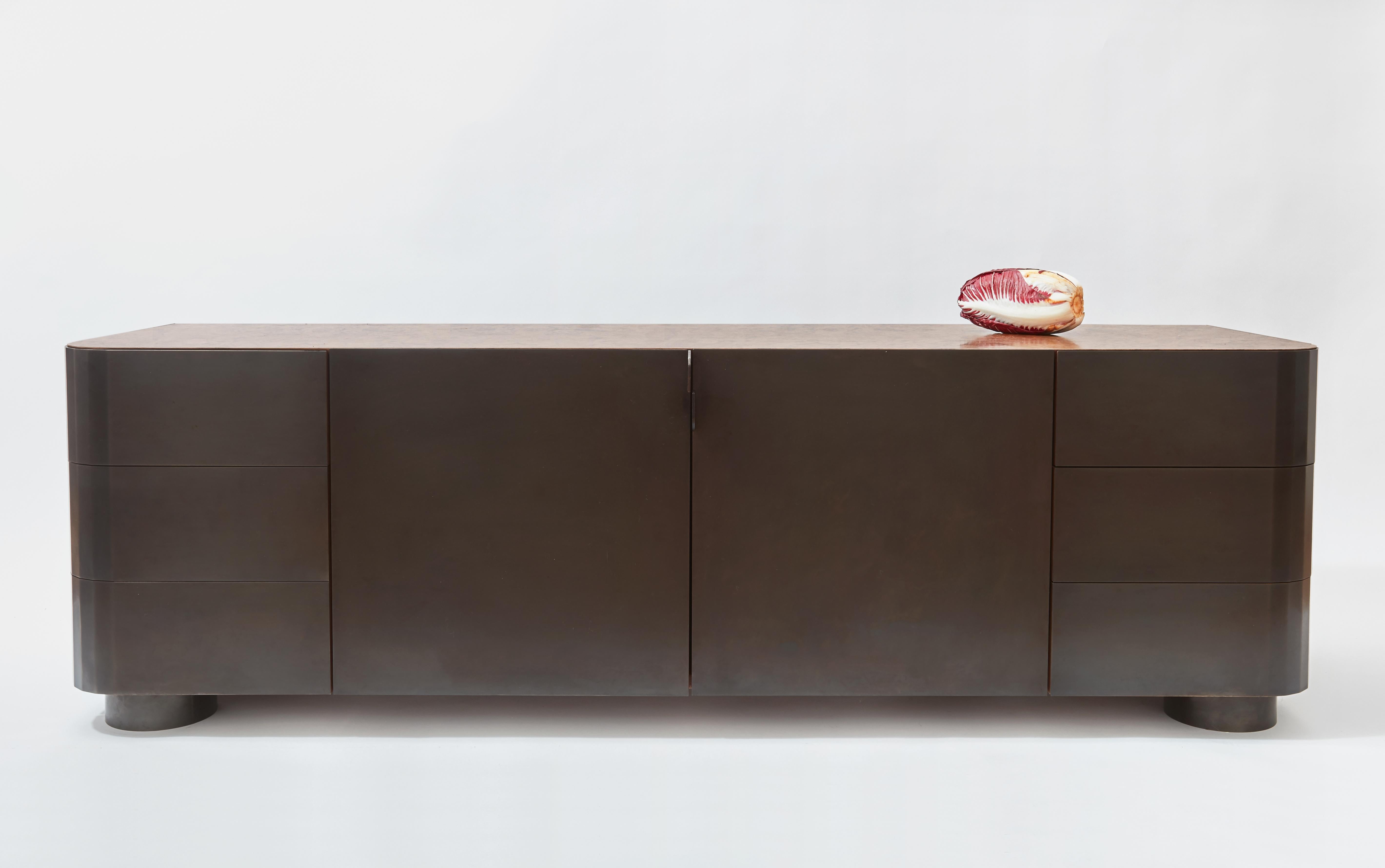 Black Patinated Monolithic Sideboard by Tino Seubert In New Condition For Sale In Geneve, CH