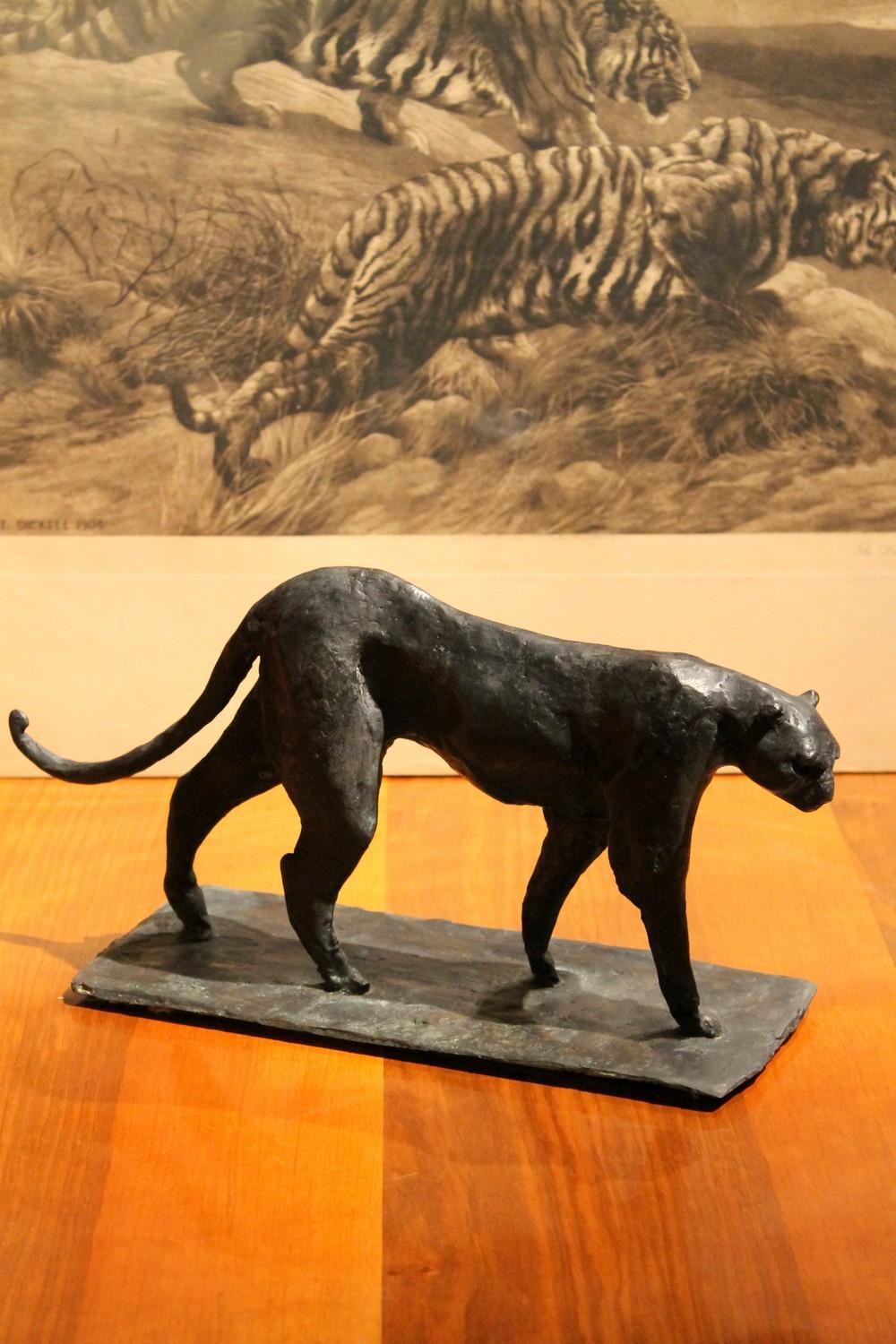 Black Patinated Solid Bronze Contemporary Art Deco Inspired Leopard Sculpture 6