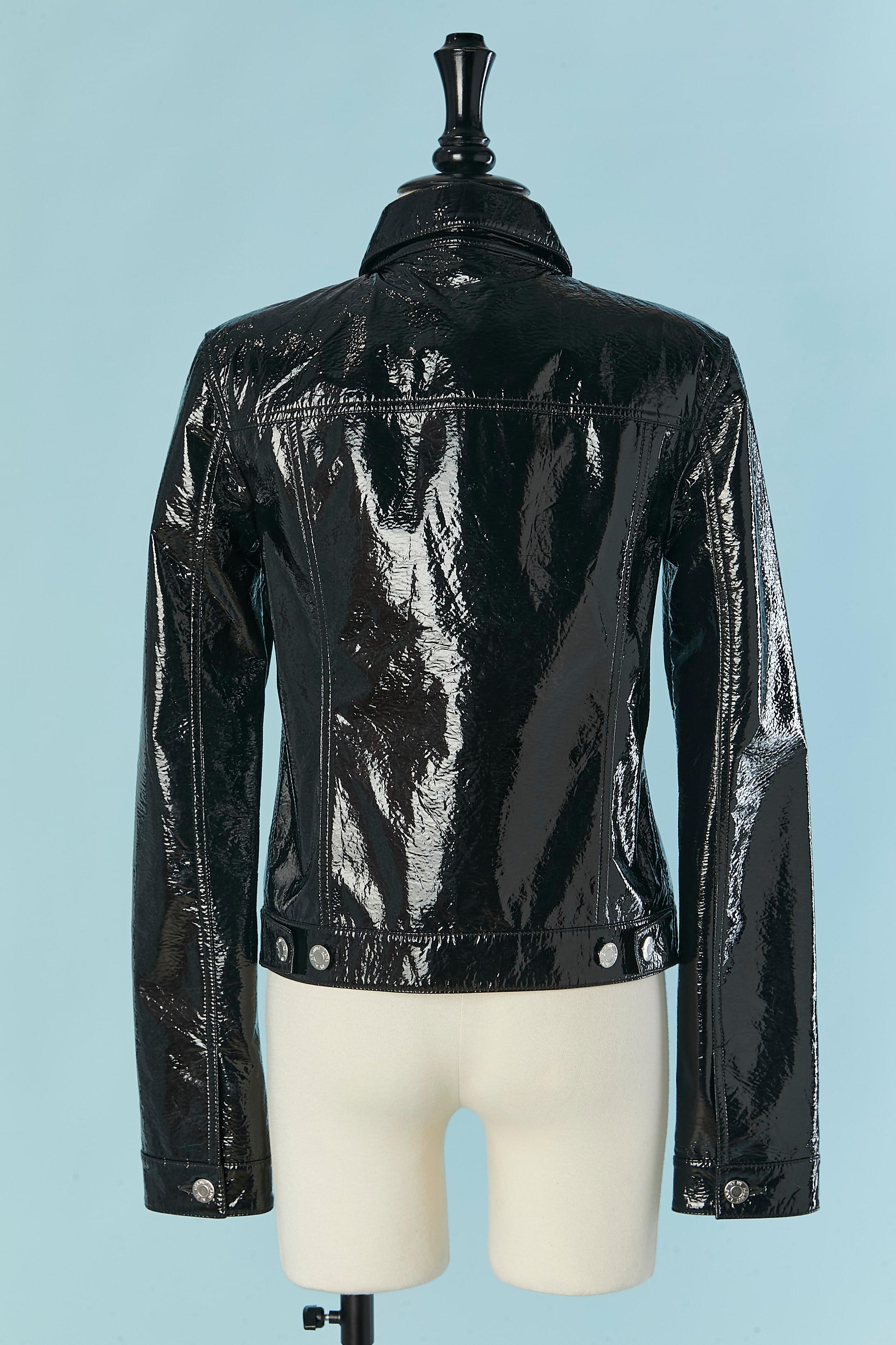 Giacca monopetto in patten nero HELMUT Lang in vendita 1