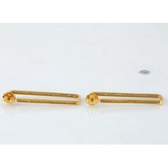 Black Pave Diamond Studded Long Dangle Earrings Made In 14k Yellow Gold