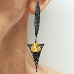 Black Pave Diamonds with Citrine Earrings