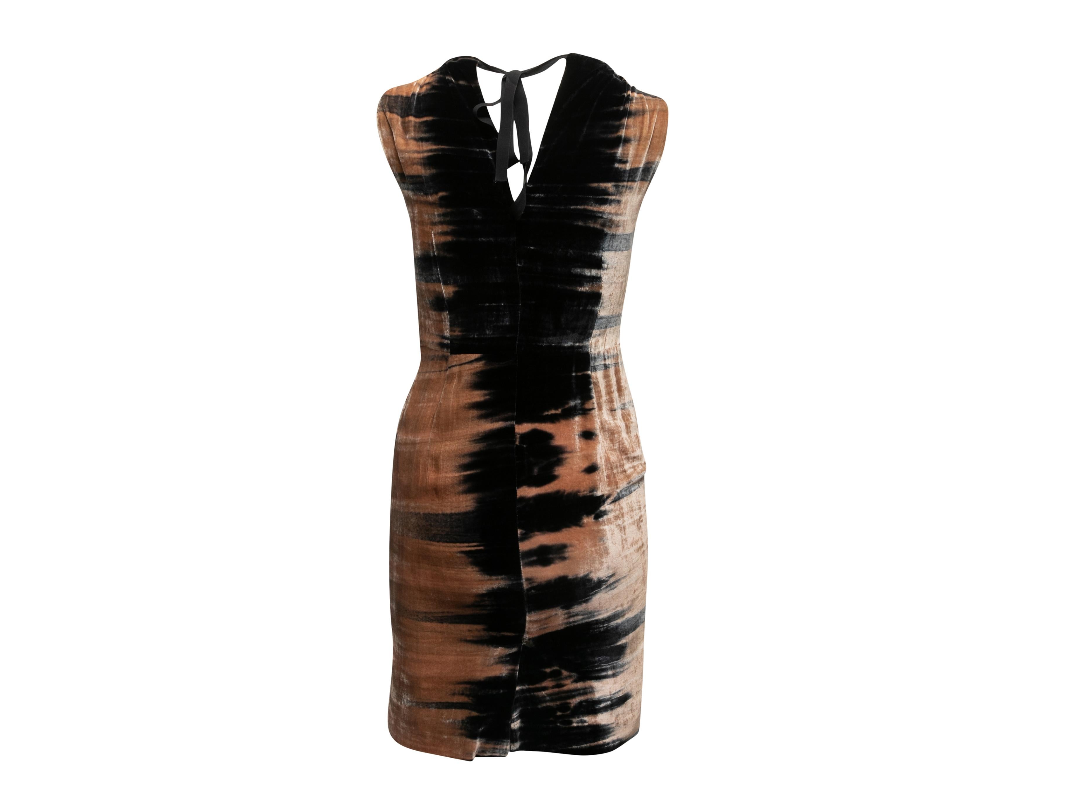 Black & Peach Prada Velvet Sleeveless Dress Size IT 42 In Good Condition In New York, NY