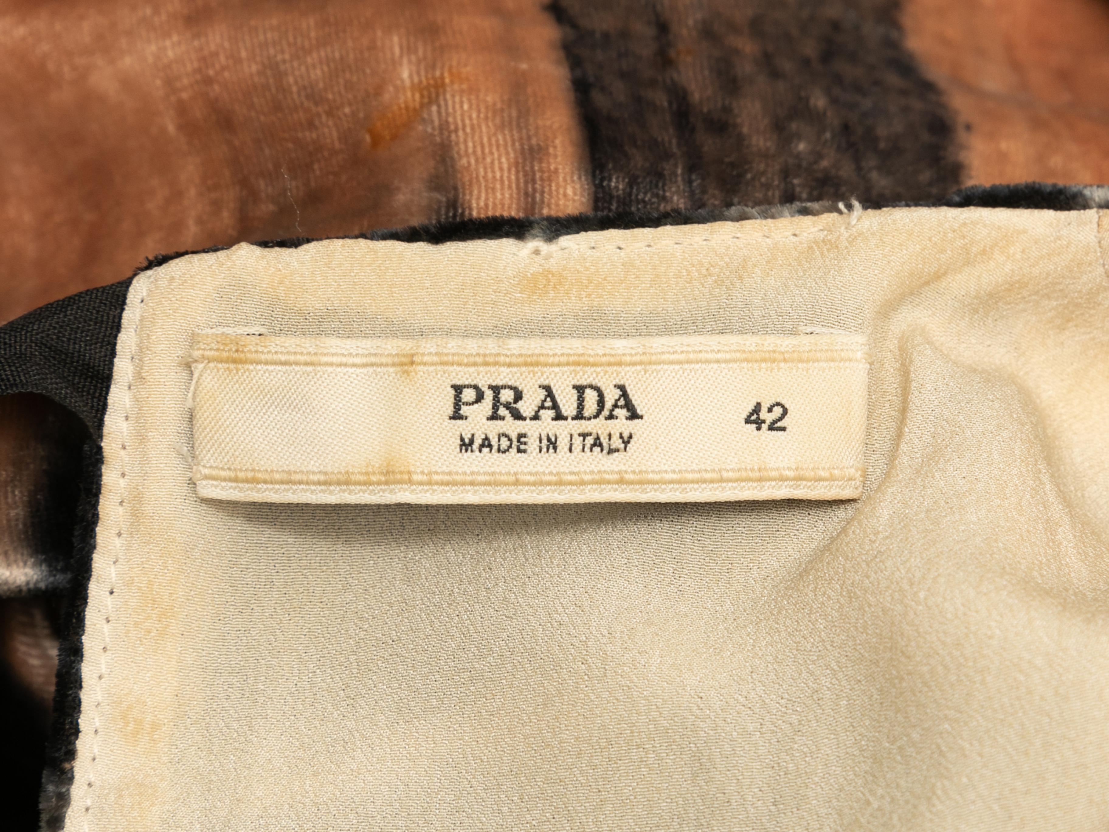 Schwarzes & pfirsichfarbenes Prada ärmelloses Kleid aus Samt Größe IT 42 Damen