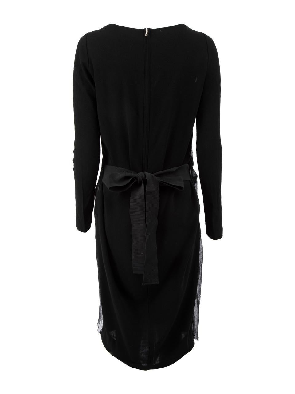 Noir Robe noire à manches longues en forme de paon, taille L en vente