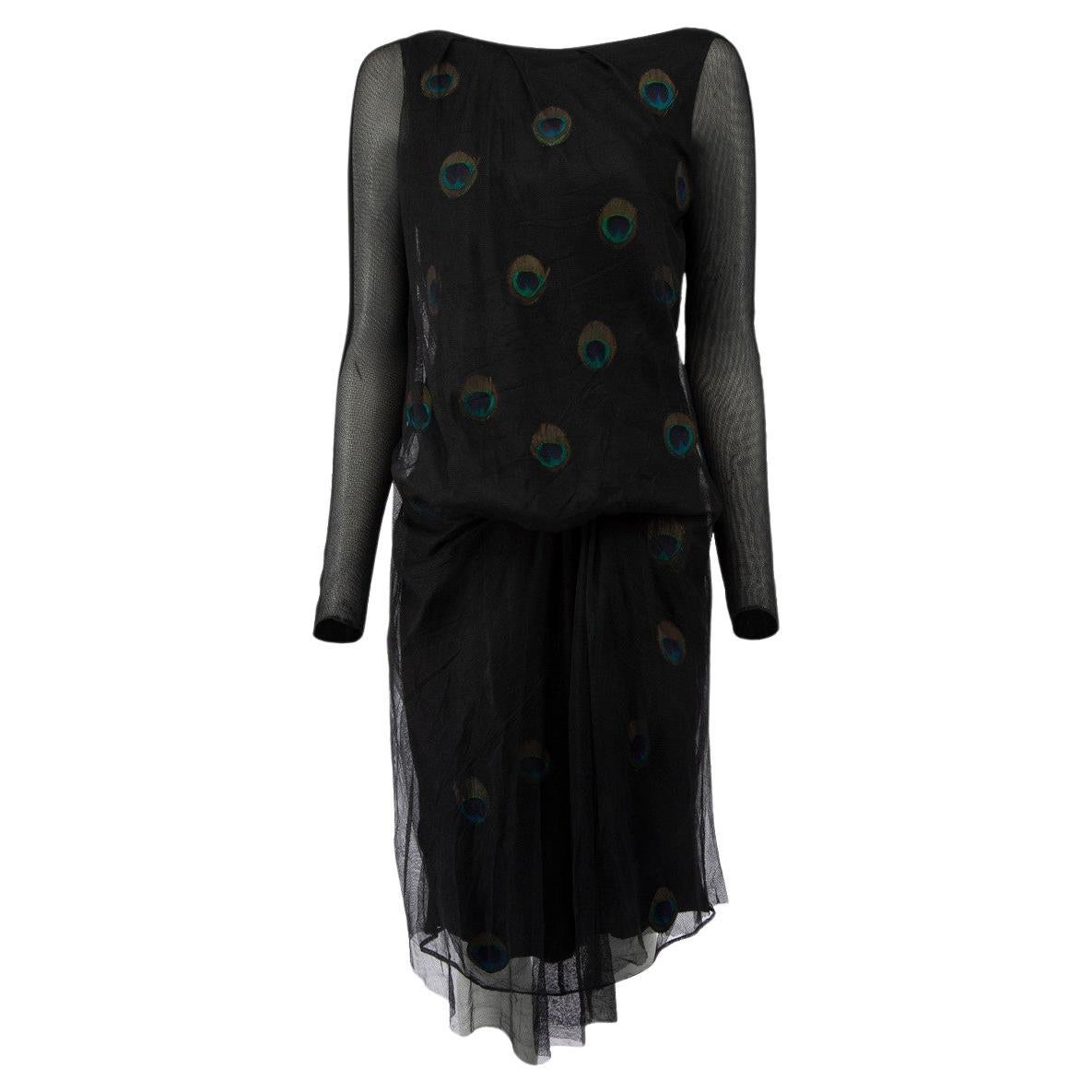 Black Peacock Long Sleeves Dress Size L For Sale