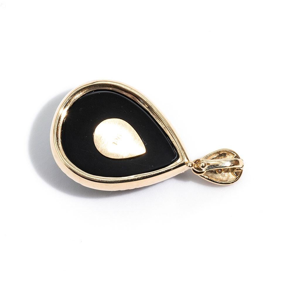 Modern Black Pear Onyx and Citrine Diamond Vintage 9 Carat Yellow Gold Enhancer Pendant