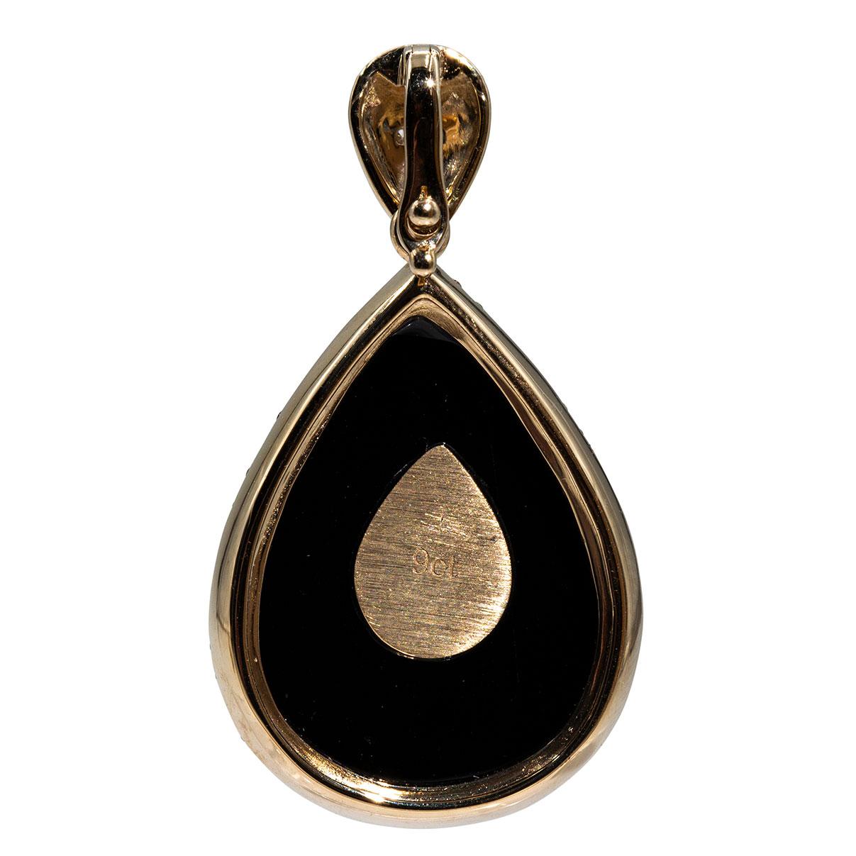 Black Pear Onyx and Citrine Diamond Vintage 9 Carat Yellow Gold Enhancer Pendant 2