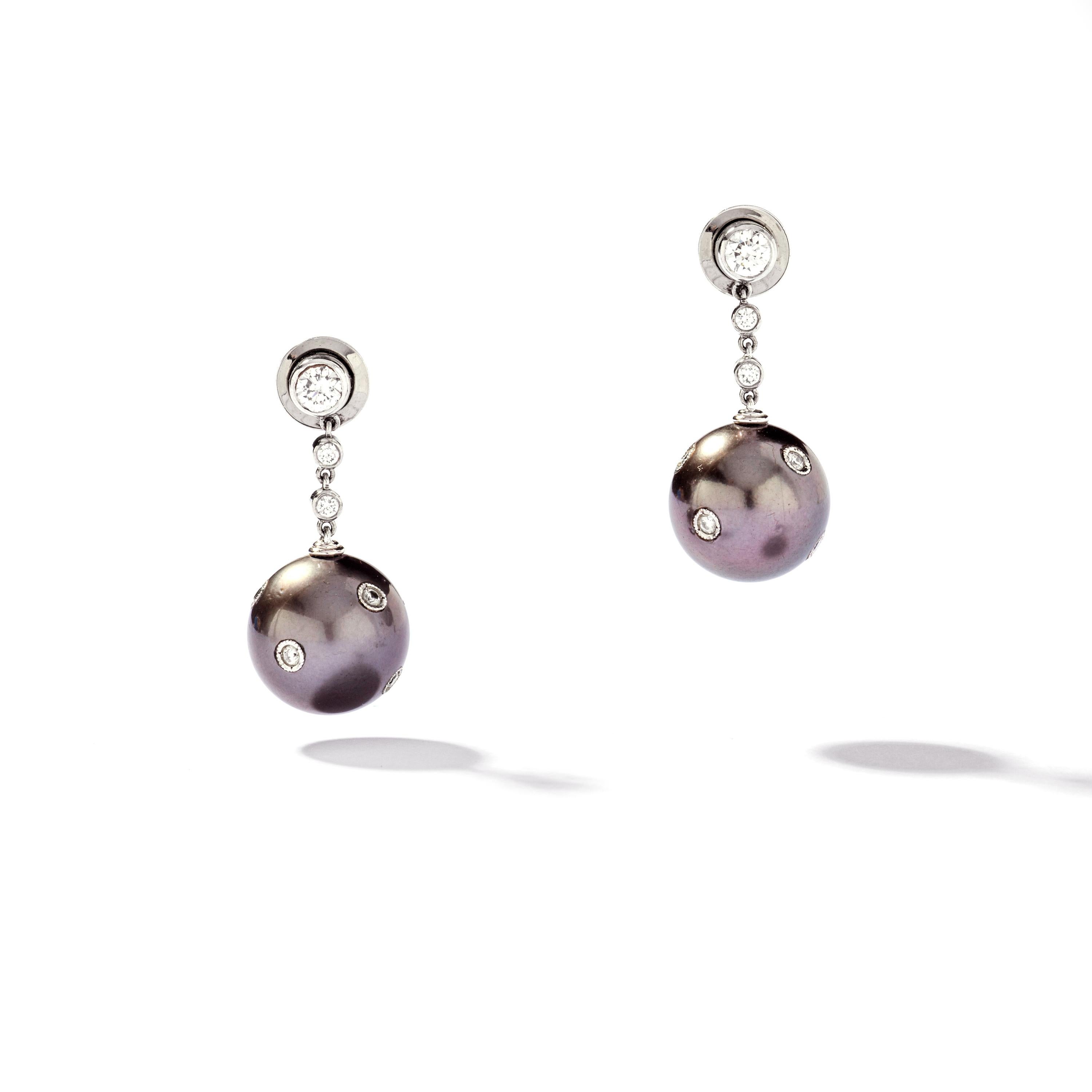 black pearl with diamond earrings