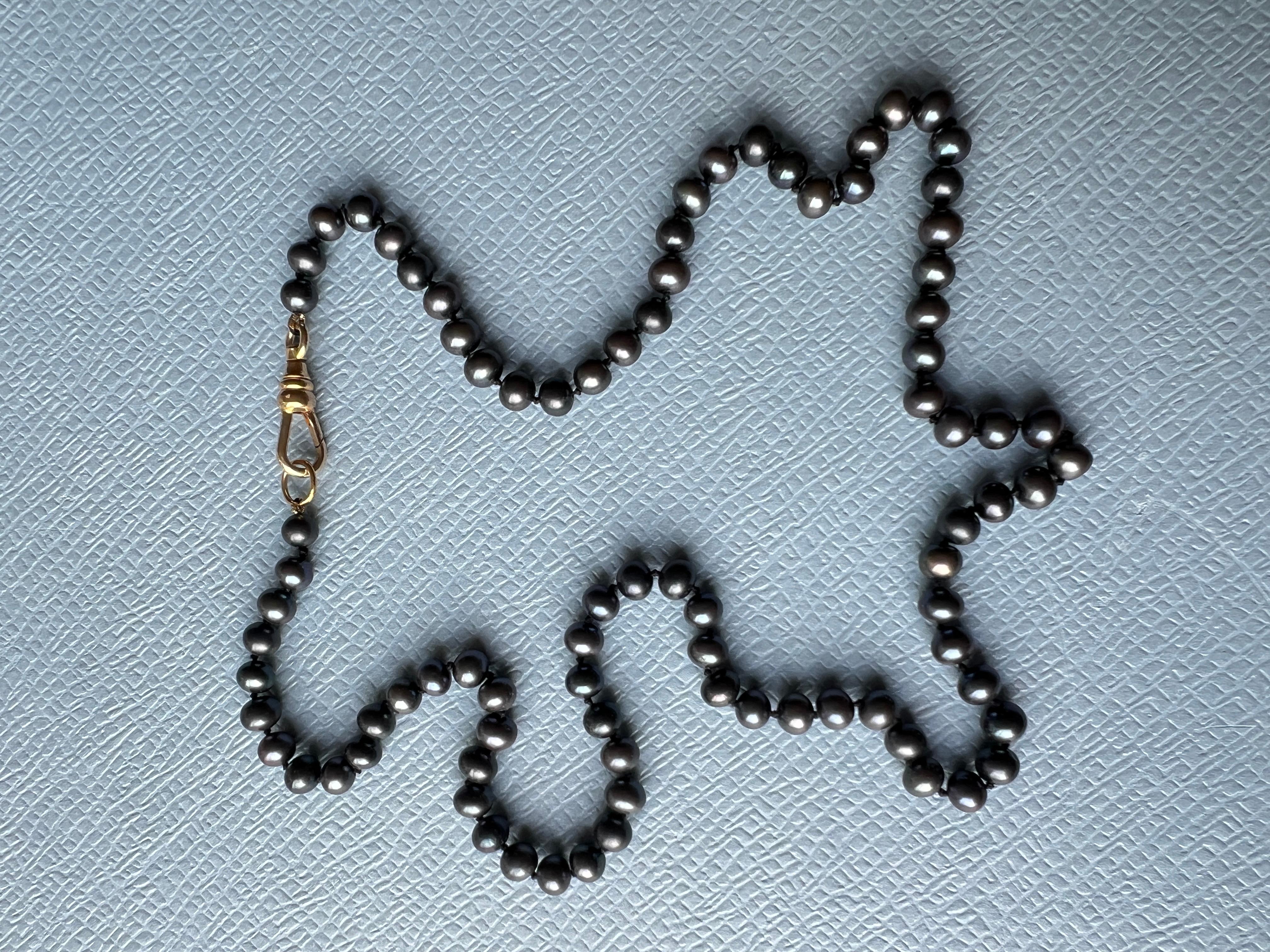 Contemporary Black Pearl Bead Necklace Made in Los Angeles J Dauphin For Sale