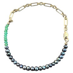 Bracelet chaîne en perles noires et chrysoprase J Dauphin