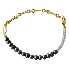 Black Pearl Bracelet Labradorite Chain