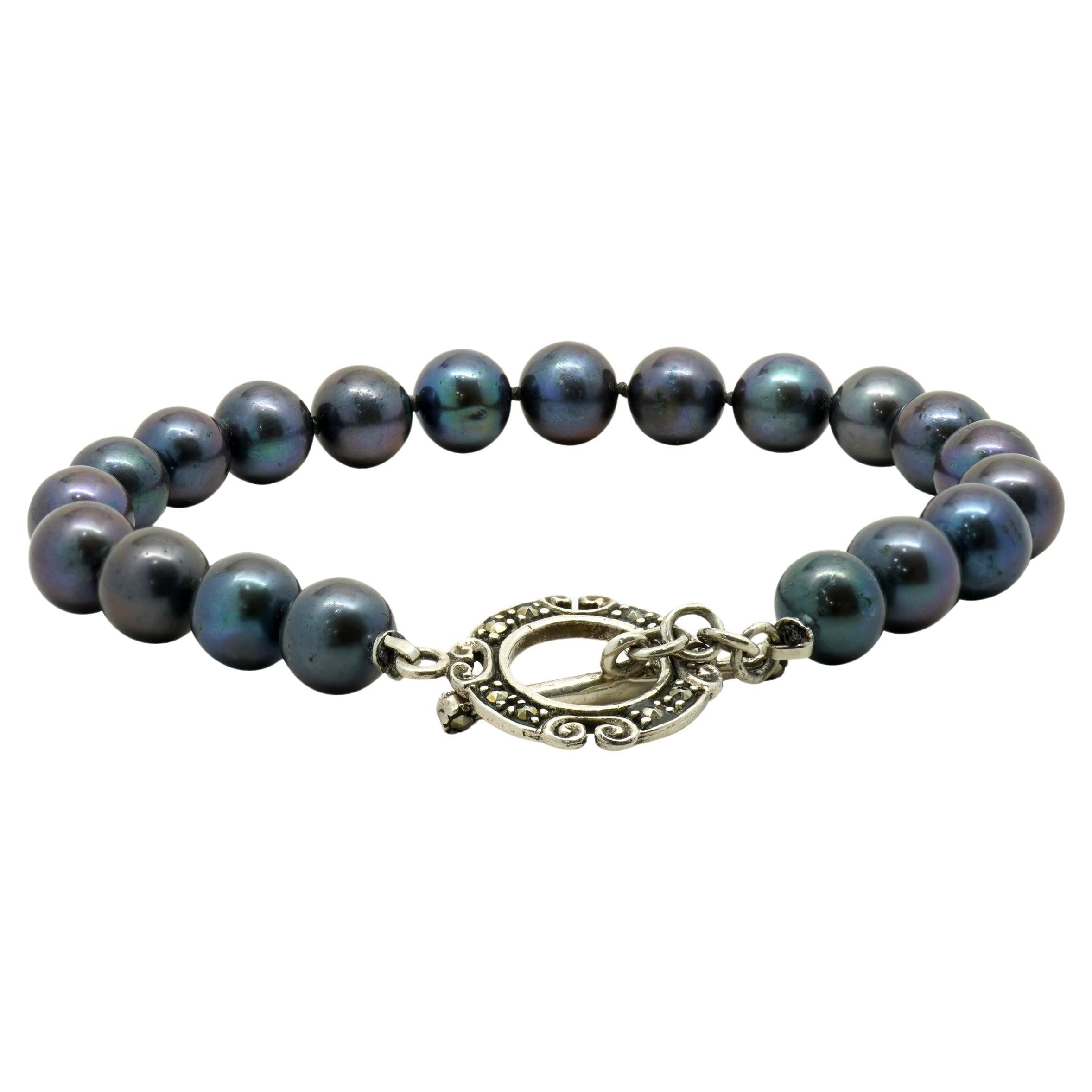 OIYA Triple Freshwater Baroque Black Pearl Bracelet