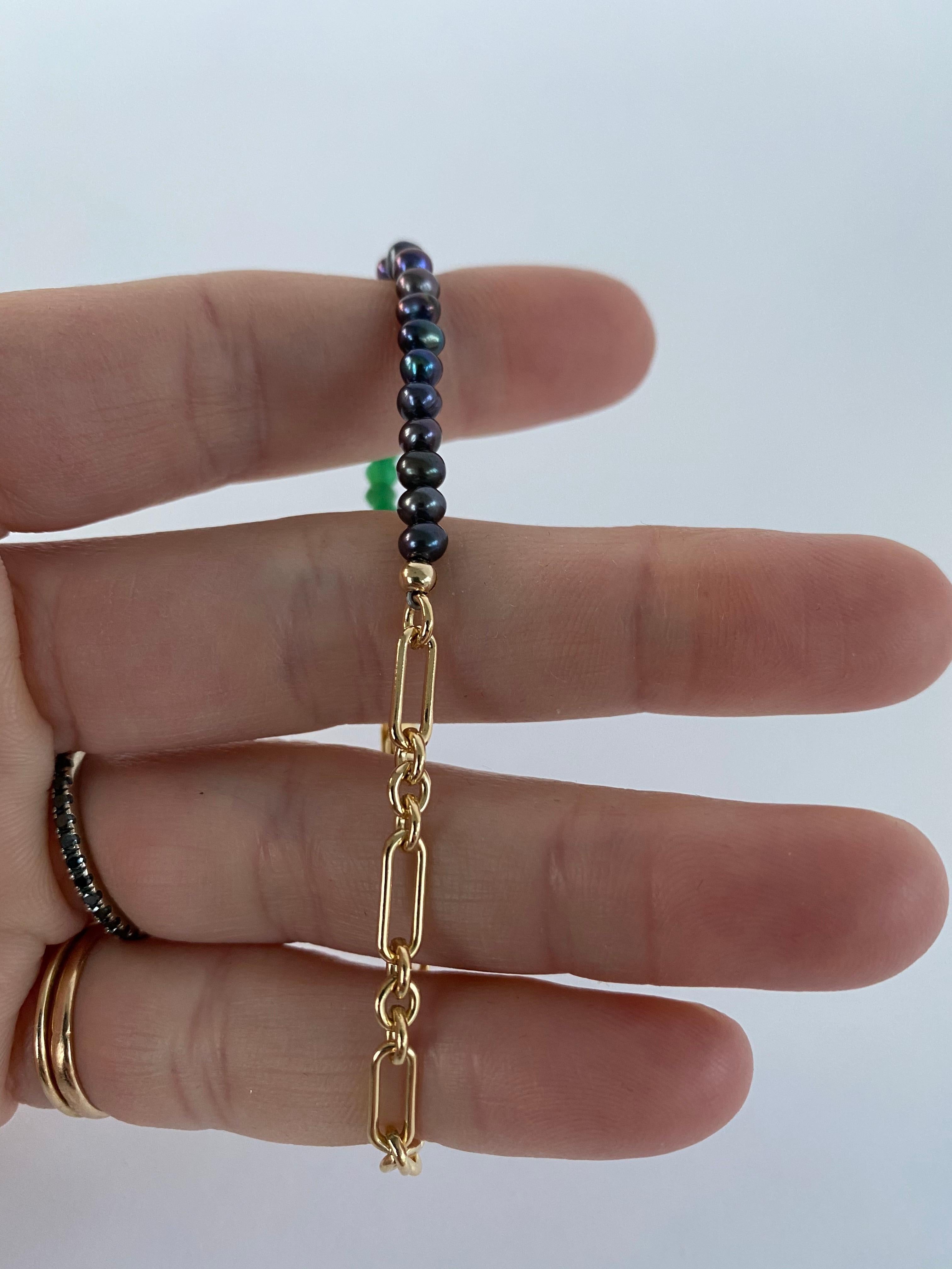 Schwarzes Perlen-Chrysopras-Armband Kette J Dauphin 4