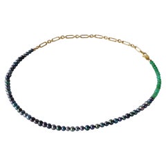 Black Pearl Green Chrysoprase Gold Filled Chain Beaded Choker Necklace J Dauphin