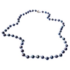 Black Pearl Labradorite Beaded Necklace Lilac Silk Thread J Dauphin
