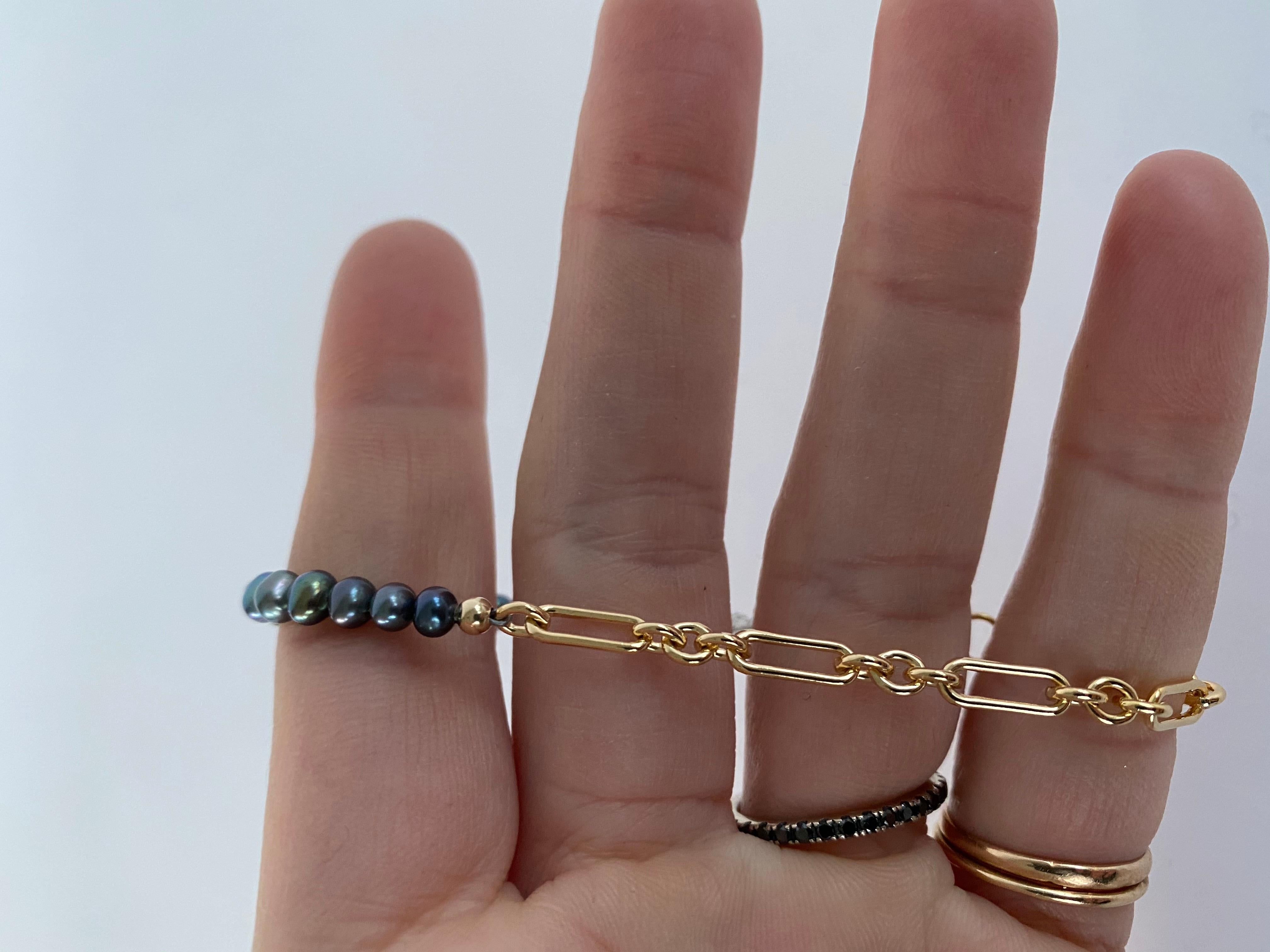 Black Pearl Labradorite Gold Filled Chain Bracelet J Dauphin

